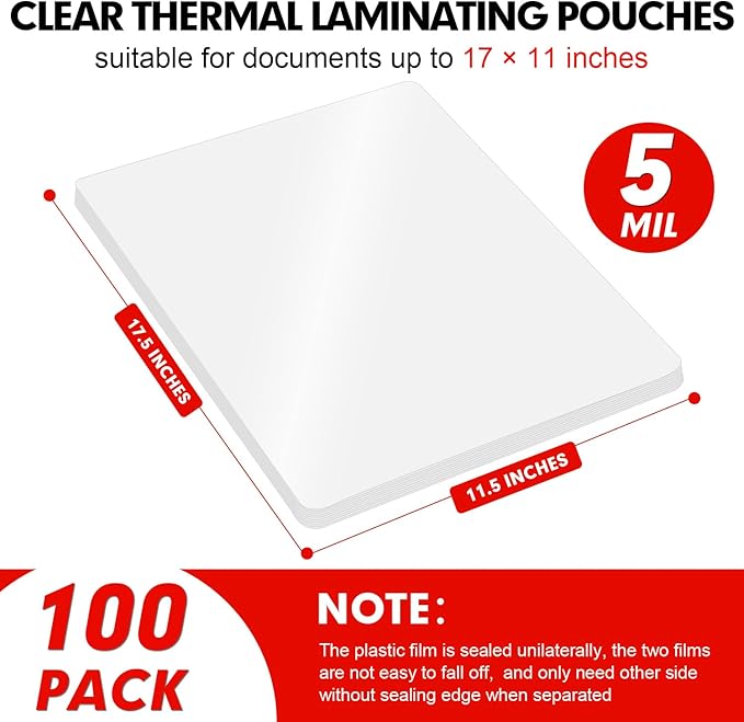 RAZCC Laminating Sheets, 100 Pack Clear Thermal Laminating Plastic Paper - Image 2