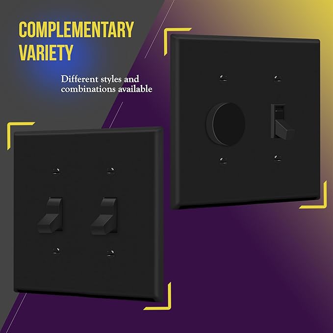 ENERLITES Double Light Wall, Toggle Switch Plate, 2-Gang Mid-Size 4.88" x 4.92" - Image 3