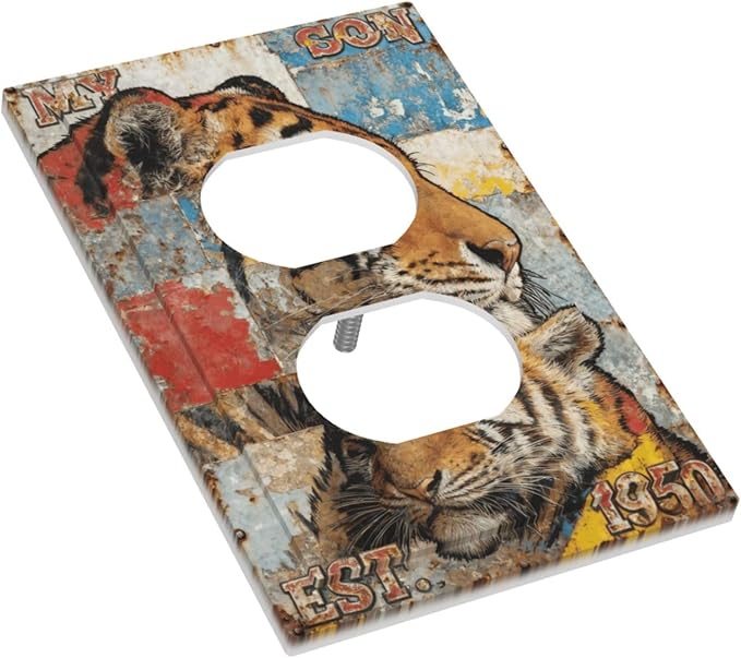 Bvtewkhz Tiger Vintage Duplex Outlet Decorative Outlet Covers Light Switch - Image 3
