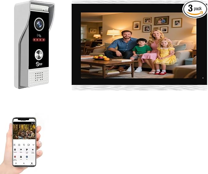 Video Doorbell Intercom System, 10 Inches Touch Screen Video Doorbell Door by ANJIELOSMART