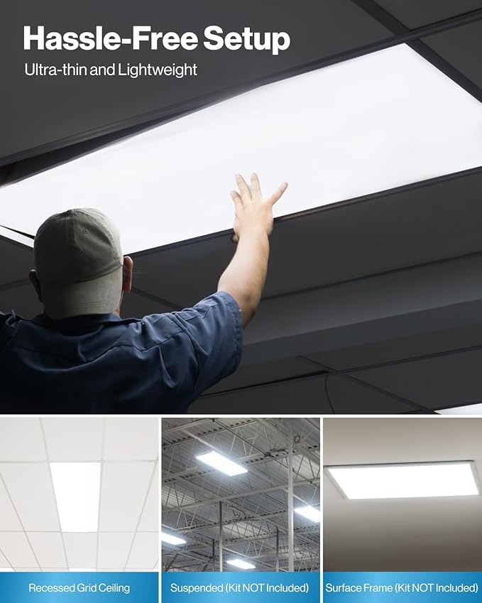Sunco 12 Pack 2x4 LED Flat Panel Light Drop Ceiling Office Fixture, 7700 LM - Image 3