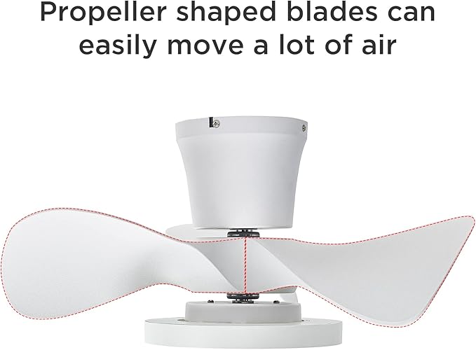 ocioc Quiet Ceiling Fan with LED Light 22 inch Large Air Volume Remote Control - Image 2