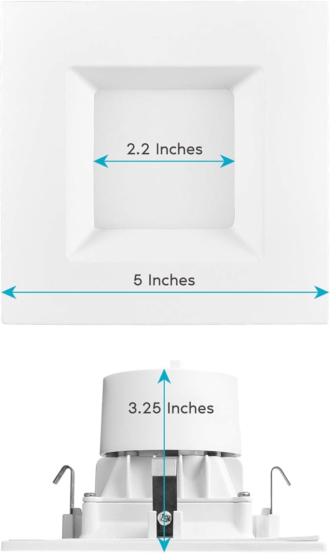 LUXRITE 12 Pack 4 Inch Square Recessed LED Can Lights, CCT Color Temperature - Image 3