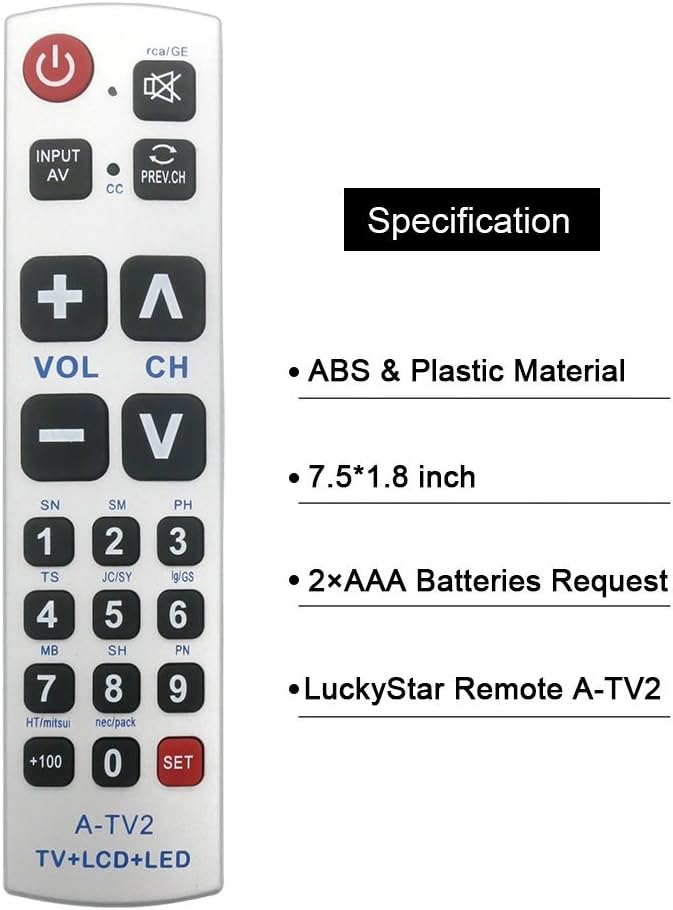 LuckyStar Big Button Universal Remote Control A-TV2, Initial Setting - Image 8