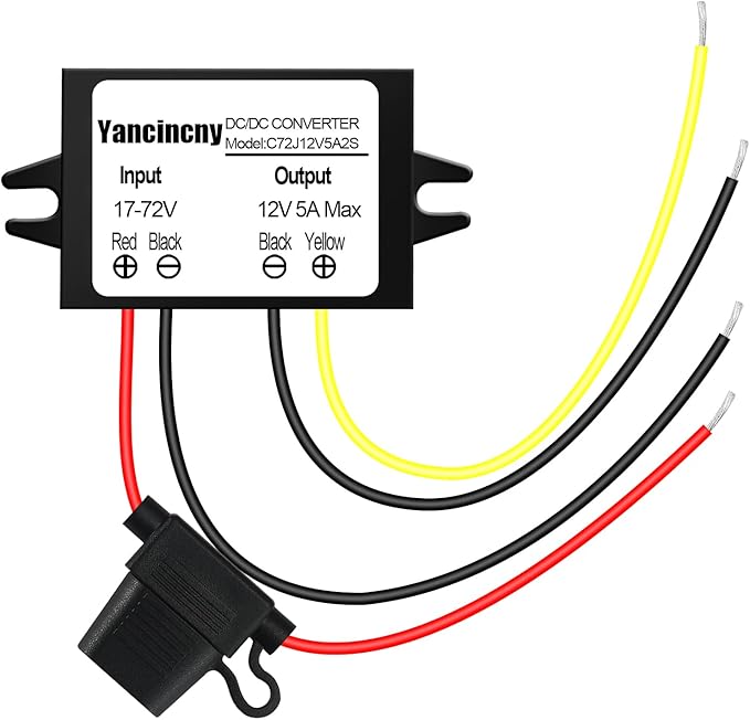 Yancincny DC 24V 36V 48V 60V 72V Step Down to 12V 5A 60W Converter Regulator by Unknown