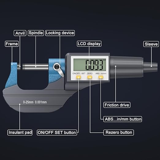 HDLKNAK Digital Micrometer, Outside Micrometer Precision Measuring Tool - Image 3