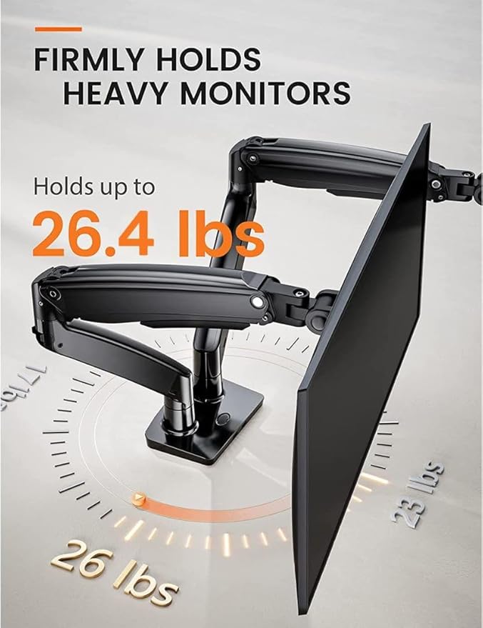 ErGear Dual Monitor Desk Mount up to 40 inches Screens, Max 26.4lbs Capacity - Image 2