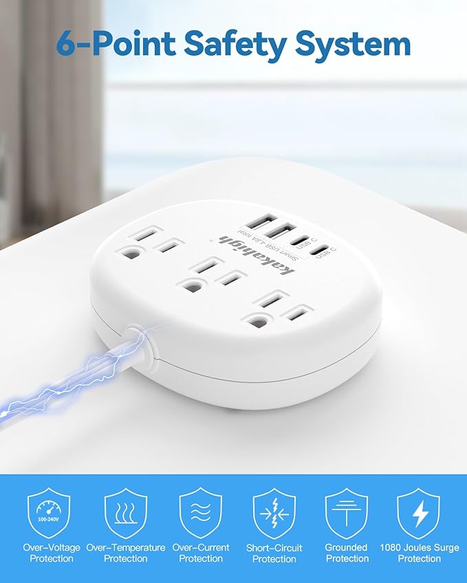 Power Outlet Relocator with Adhesive- 5 FT, 1625W Wall Mounted Extension Cord - Image 8