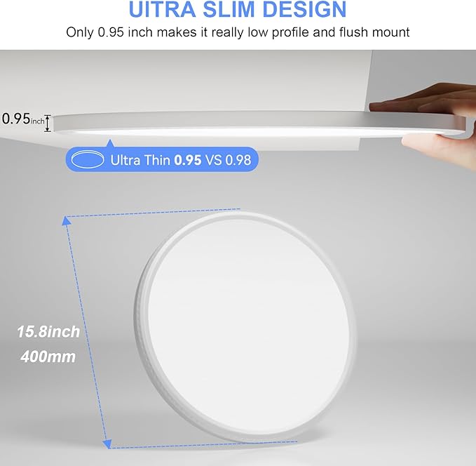 hunhun 6 Pack 16 Inch Dimmable LED Flush Mount Ceiling Light 4800LM Round Light - Image 4