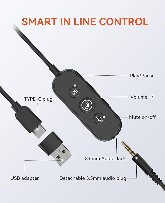 NUROUM HP11DU Wired Headset, Dual-Ear Headphones - Image 4