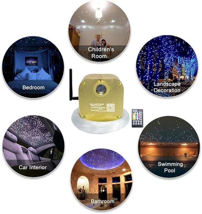 AMKI 16W Bluetooth Twinkle Fiber Optic Star Ceiling Lights Lamp Kit, LED RGBW - Image 9