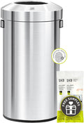 EKO Urban 24 Gallon Round Stainless Steel Open Top Waste Bin, Tall Commercial by EKO