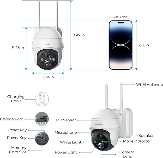 ZUMIMALL Security Cameras Wireless Outdoor, 2K Battery Powered Cameras - Image 5