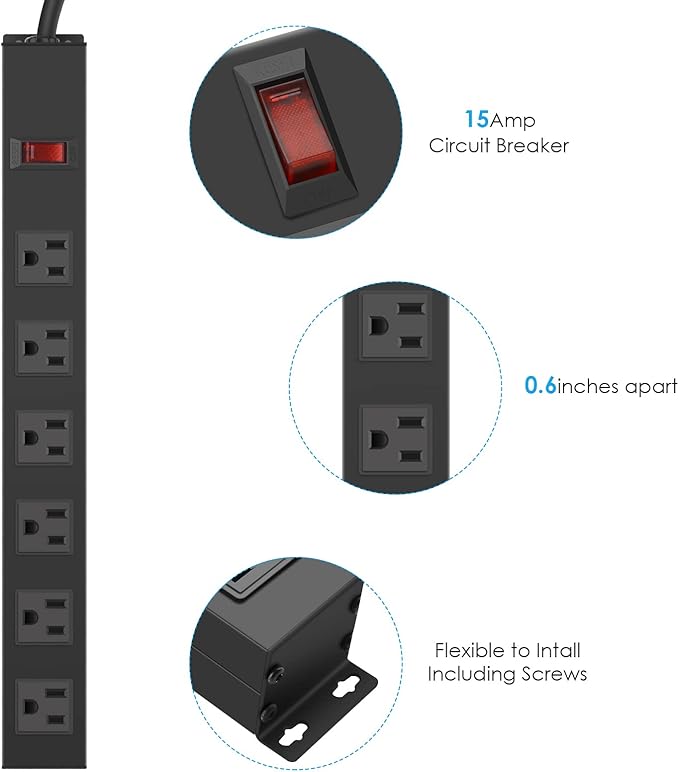 Metal Wall Mount Power Strip, Mountable Power Outlet - Image 3