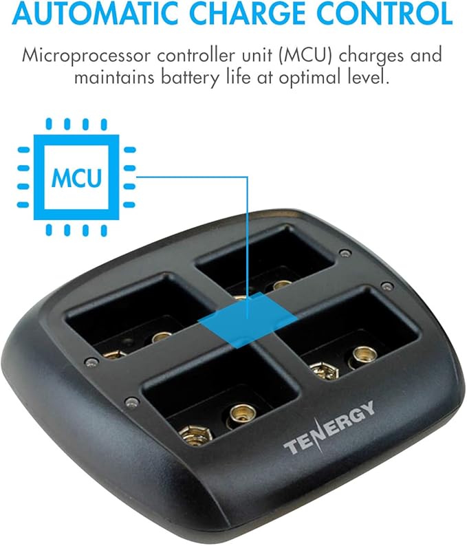 Tenergy TN294 4-Bay 9V Li-ion Battery Charger + 4pcs 9V 600mAh Li-ion - Image 5