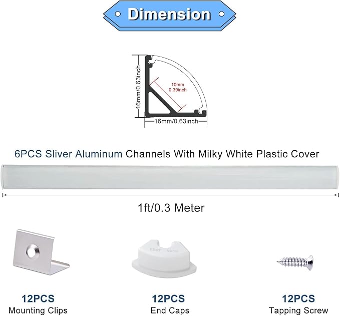 VST 20Pack 1 ft LED Aluminum Channel - Image 2