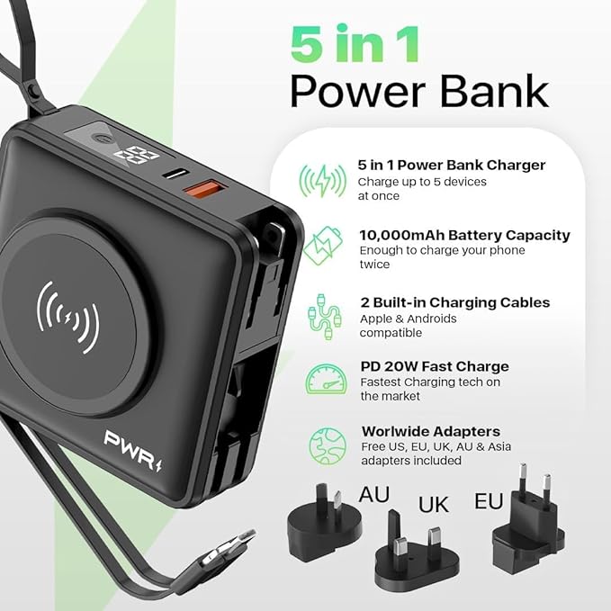 PWRMobile PWR Travel PRO 5-in-1 Power Bank – 10, 000mAh - Image 2