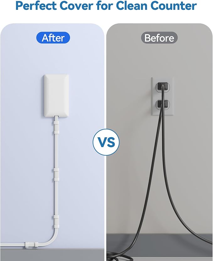 Extension Cord with Outlet Cover & Multi USB- 5 FT, Ultra Thin Outlet Concealer - Image 4
