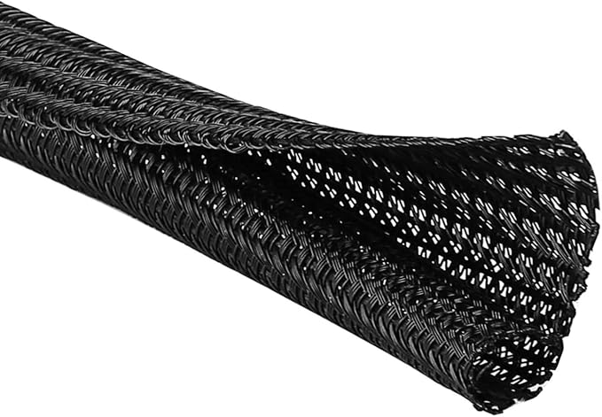 QCSIW 3/4" x50ft Braided Cable Sleeve – Pet-Proof Split Wire Loom Tubing by QCSIW