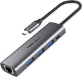 DIKEQINN USB 3.0 Hub with Gigabit Ethernet, 3-Port USB-A 5Gbps + USB-C Power by DIKEQINN