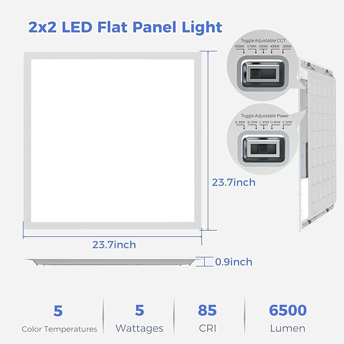 Aphyni 30 Pack 2x2 LED Flat Panel Light, Dimmable Office Kitchen Flush Mount - Image 6