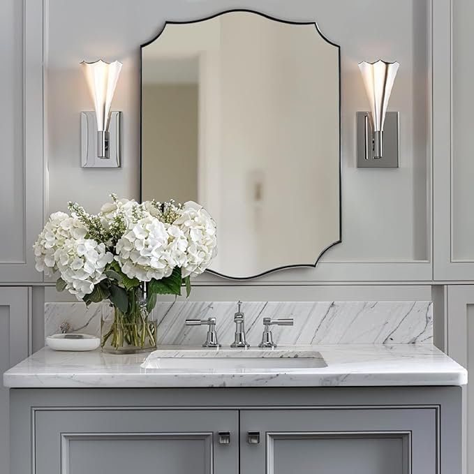 ANDY STAR Brushed Nickel Mirror, 22x30 Inch Silver Bathroom Vanity Mirror - Image 3