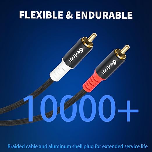 Devinal 16FT RCA Cables, 2RCA to 3RCA Audio Cable, Male Stereo RCA Cord - Image 3