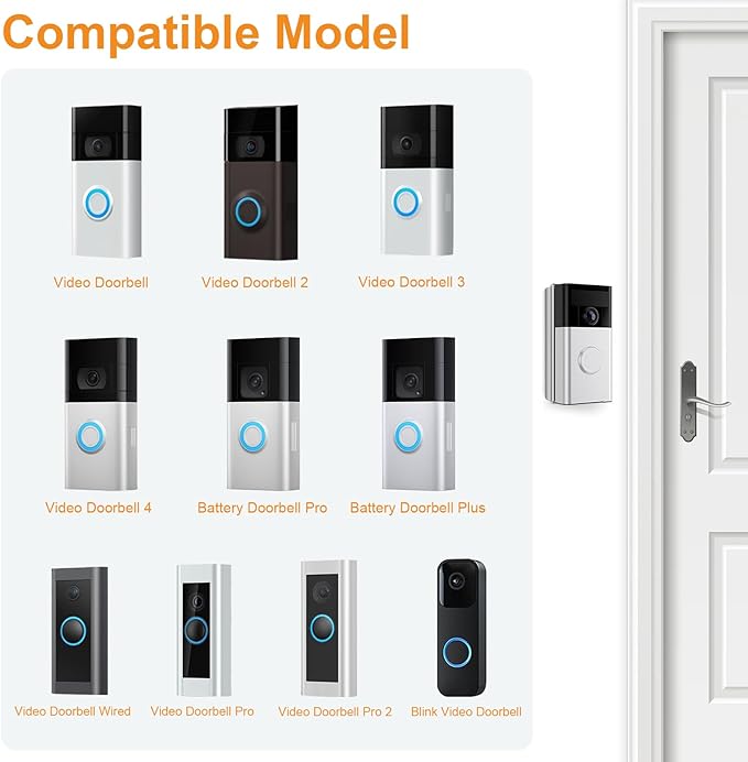 NANW Adjustable 30 to 55 Degree Doorbell Angle Mount Compatible - Image 2