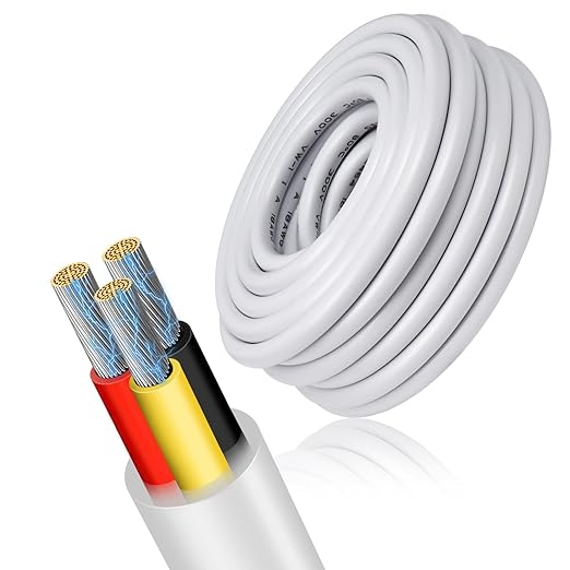 20 Gauge 3 Conductor Electrical Wire, 100FT Low Voltage 20/3 Tinned Copper by RESHAKE