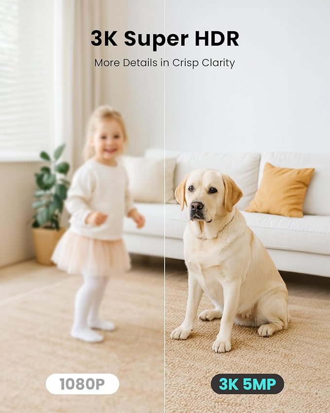 CAMSTRO 3K Indoor Security Camera, 360°PTZ Home Baby/Pet Monitor, Auto Tracking - Image 3