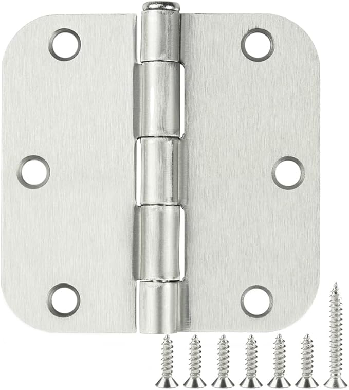 18 Pack Interior Satin Nickel Door Hinges Brushed 3.5 Inch x 1/2" Rounded 5/8 by TDCHINGES
