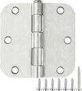 36 Pack Rounded Brushed Nickel Door Hinges 3.5 Inch x 3 ½" 5/8" Radius 3 1/2" by TDCHINGES
