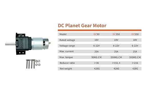 6v 12V18V 24v 200W-DC Planet Gear Motor 350kg.cm High Torque Mini Metal Geared - Image 5
