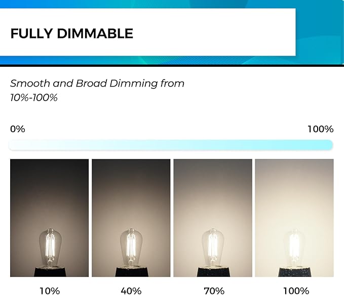 Hizashi Edison Bulbs Dimmable, Vintage E26 LED Bulb 60 Watt Equivalent UL Listed - Image 3
