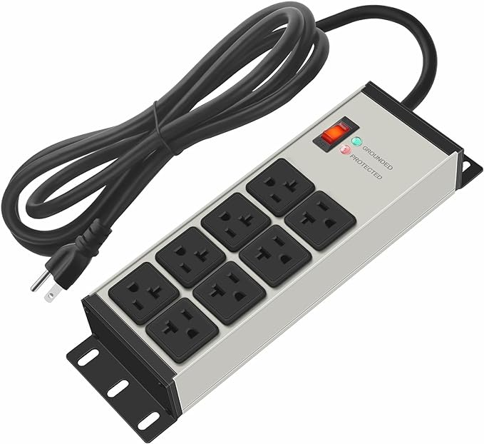 CCCEI Magnetic Heavy Duty Power Strip Surge Protector 20Amp, 12 Gauge High Amp by CCCEI