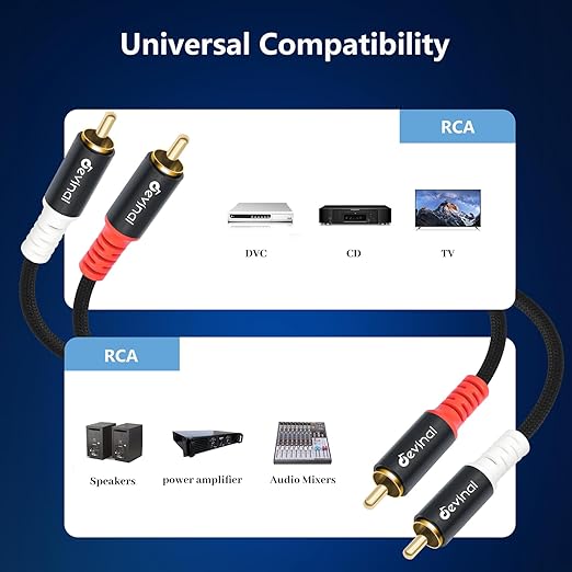 Devinal 25FT RCA Cables, 2RCA to 4RCA Audio Cable, Male Stereo RCA Cord - Image 4