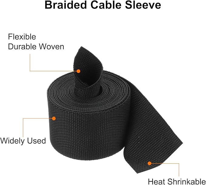MECCANIXITY Braided Cable Sleeves Heat Shrinkable Fabric Sleeving, 1 3/8" 10ft - Image 4