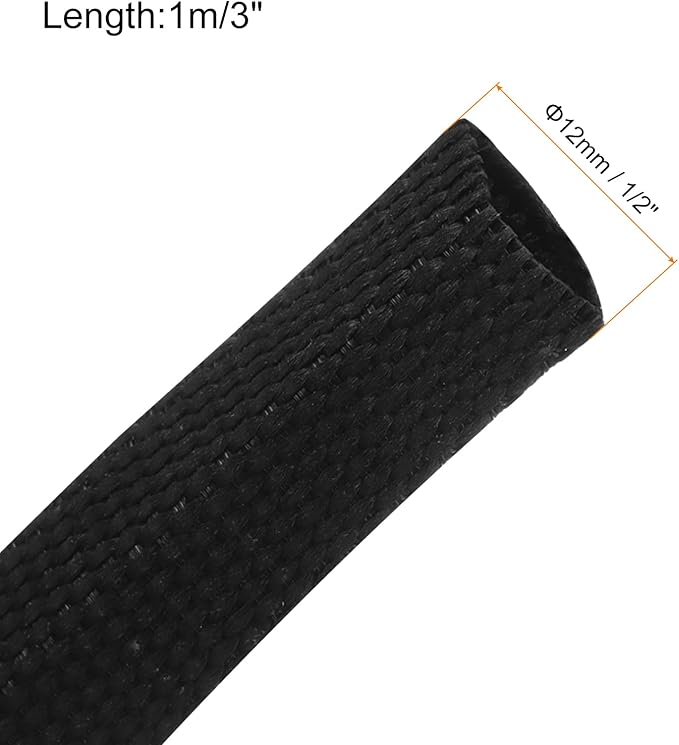 MECCANIXITY Braided Cable Sleeves Heat Shrinkable Fabric Sleeving, 1/2" 3ft - Image 2