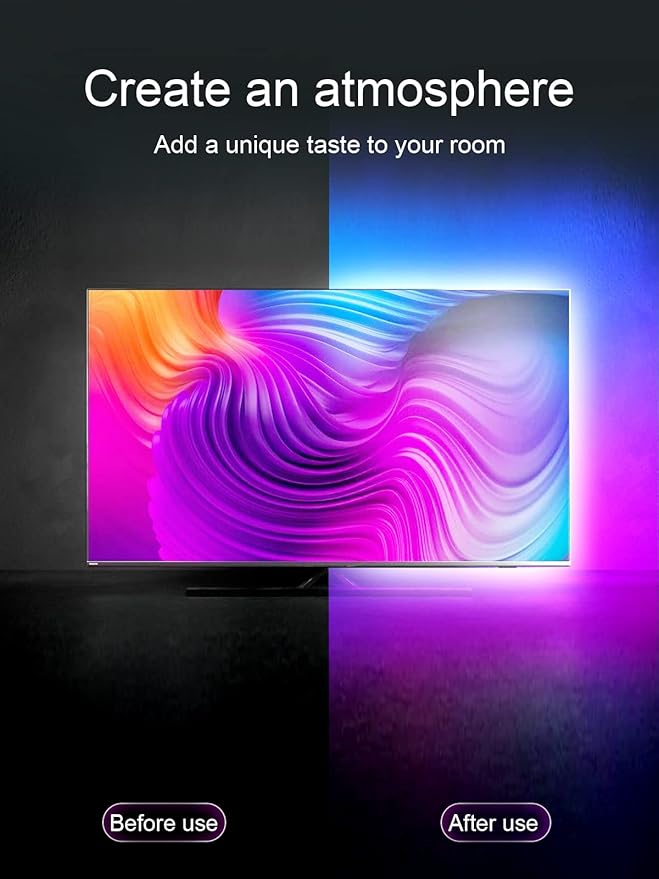 KANTUTOE LED Lights for TV, 16.4ft LED Lights for 45-75 Inch TVs, RGB TV - Image 4