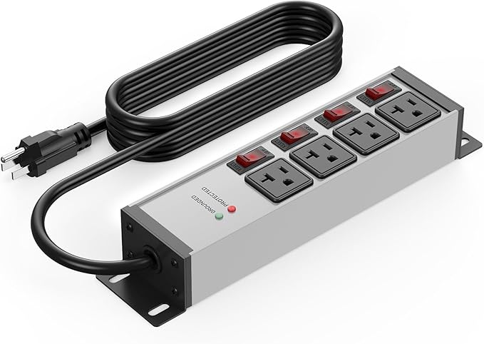 CCCEI Heavy Duty Surge Protector Power Strip 20 Amp Individual Switches. 6FT 12 by CCCEI