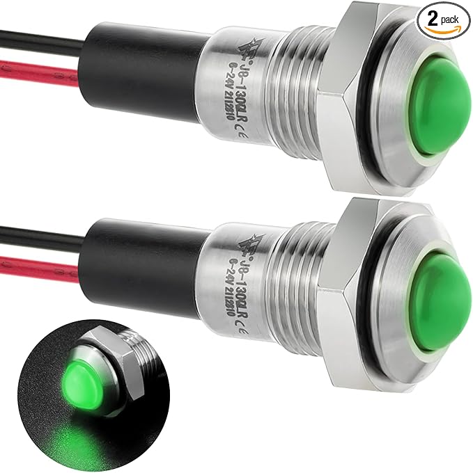 ZGSZJHF UL Listed Mini Indicator Light 8mm 0.31" Waterproof Domed Metal by ZGSZJHF