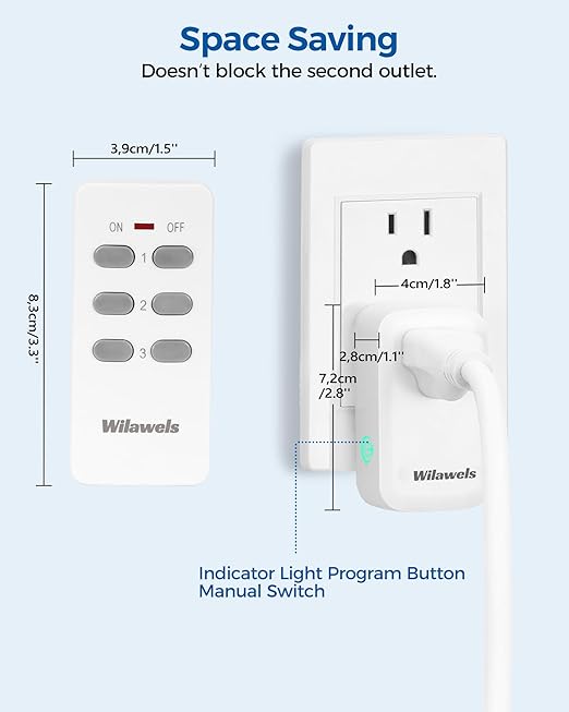 Remote Control Outlet, WILAWELS Wireless Remote Light Switch, Expandable - Image 4