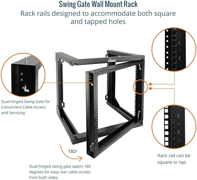 Tecmojo 9U Wall Mount Rack, Server Rack, Open Frame Server Rack, Network Rack - Image 3