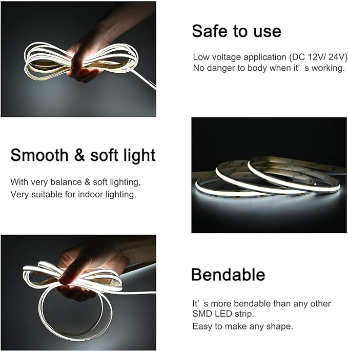 COB LED Strip Lights DC 12V LED Lights Flexible Super Bright LED Strips - Image 2