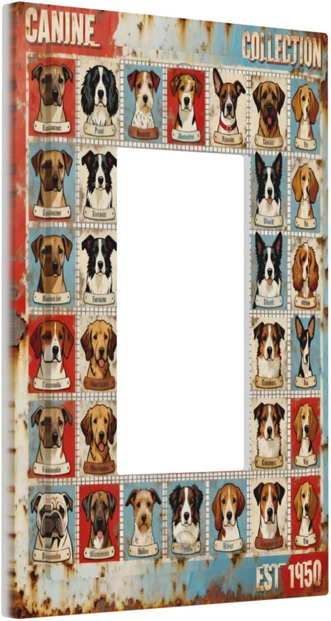 Bvtewkhz Dogs Funny Puppy Pets Vintage 1 Gang Single Rocker Decorative Outlet - Image 2