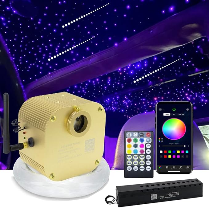 AMKI16W Bluetooth Twinkle Fiber Optic Star Ceiling Lights Lamp Kit, LED RGBW by AMKI