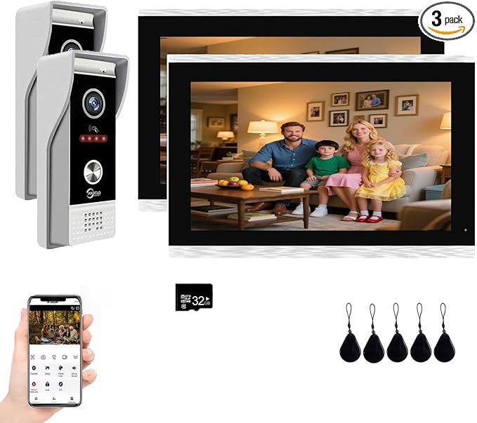 Video Doorbell Intercom System, 10 Inches Touch Screen Video Doorbell Door by ANJIELOSMART
