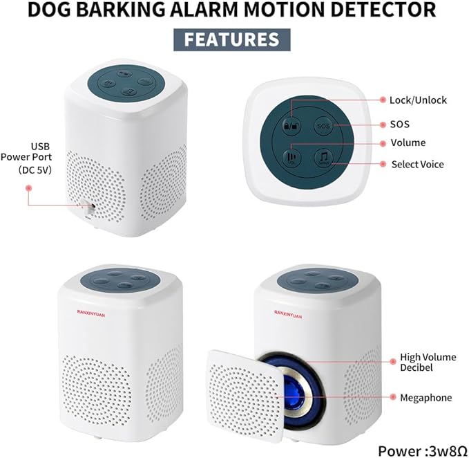 Ranxinyuan Barking Dog Alarm Motion Detector, Pir Human Body Sensor Alarm - Image 3