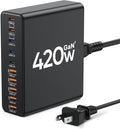 420W USB C Charger Block, 10-Port Charging Station GaN Fast Charging Type C & by Unknown