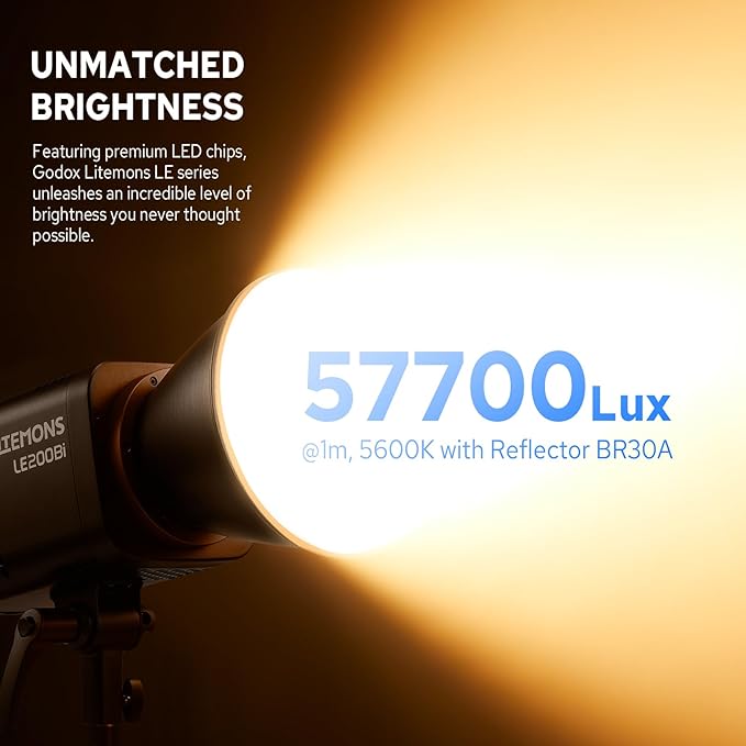 Godox Litemons LE200Bi 220W Bi-Color LED Video Light, 57700Lux@1M - Image 3